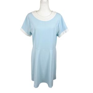 Smak Parlour Dress Women 0X Blue White Short Sleeve Fit Flare Retro Stretch